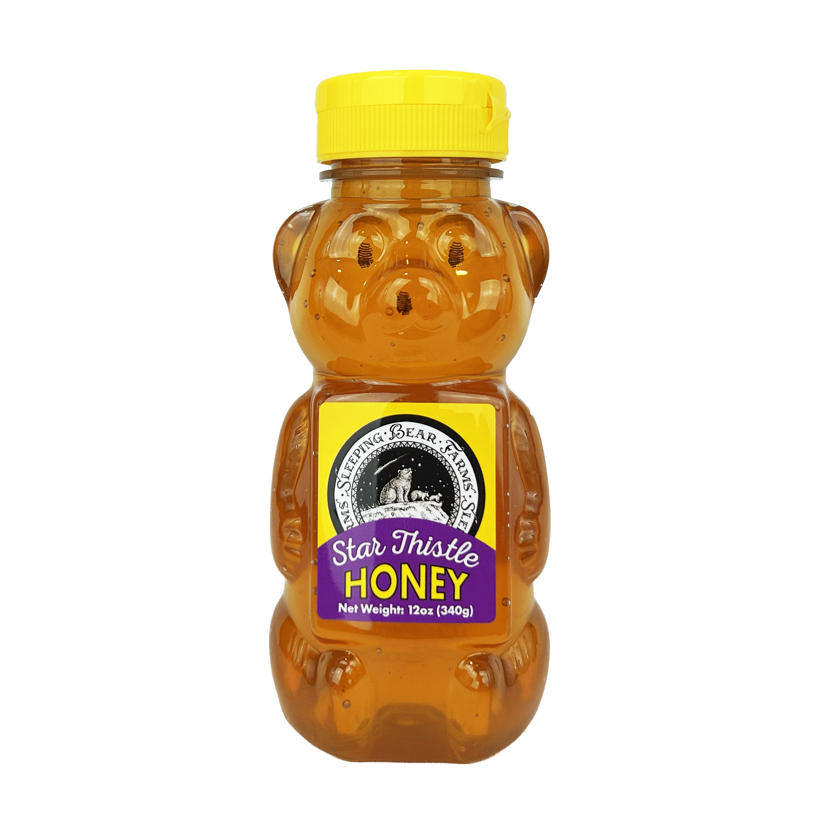 Raw Star Thistle Honey Bear, 12 oz | Sleeping Bear Farms